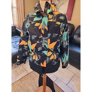 ICEPEAK Womens Hooded  Ski Snowboard Jacket EU 44 Size 12  Black Floral